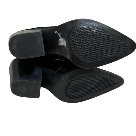 Zara Patent Vegan Leather Slip On Block Heeled Pointed Toe Boots Size 8 NWT - Picture 6 of 8